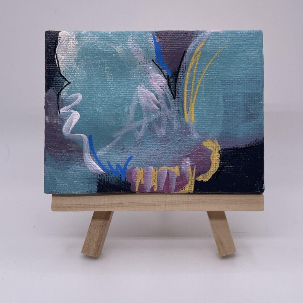 Teal Black and Lavender rectangle 3"x4"