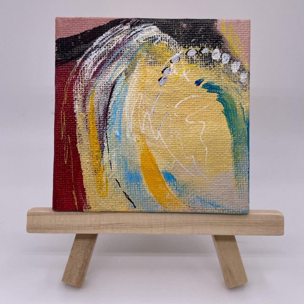 Burgundy Yellow Black 2 Square variation 3″x3″