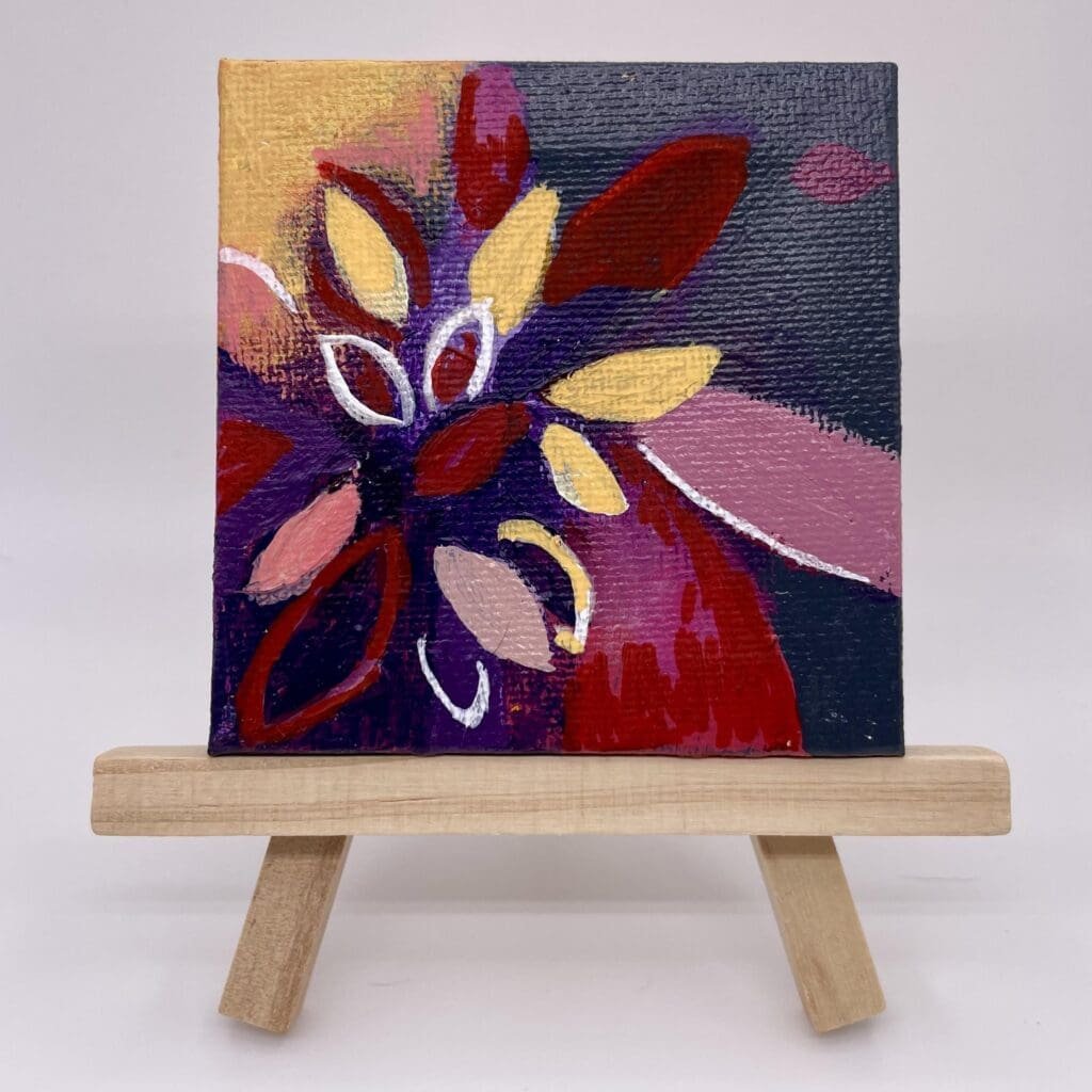 Burgundy Yellow Black I Square variation 3″x3″