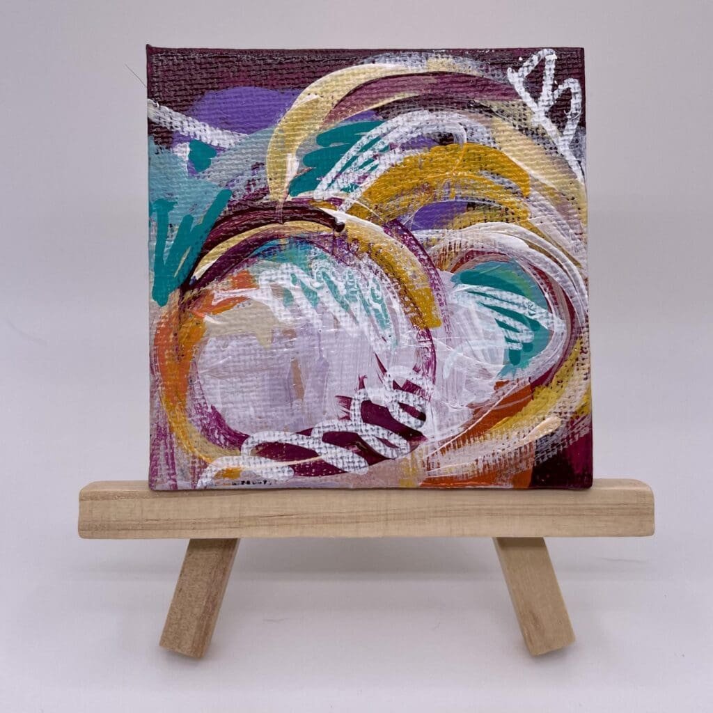 Burgundy Teal Yellow Variation Square 3″x3″