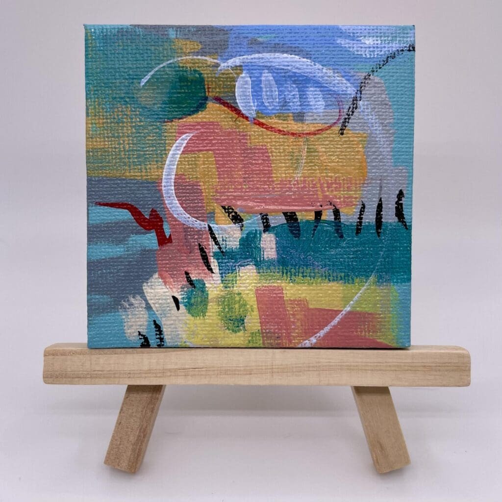 Blue Pink variation square 2 (3″x3″)