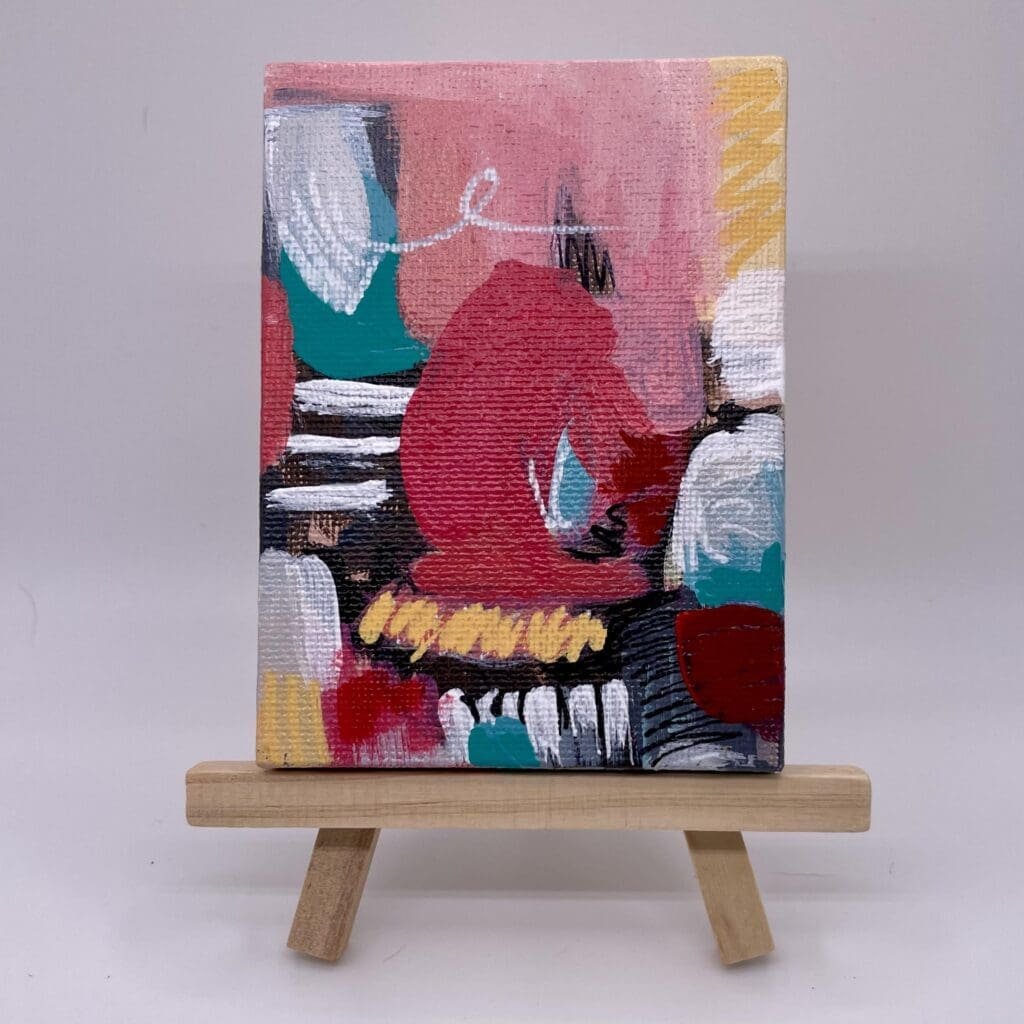 Pink and Teal composition rectangle 3″x4″