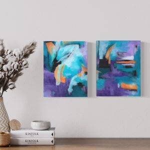 Summer Flame I and Summer Flame OII displayed side by side Abstract Painting by Jamie Thomson